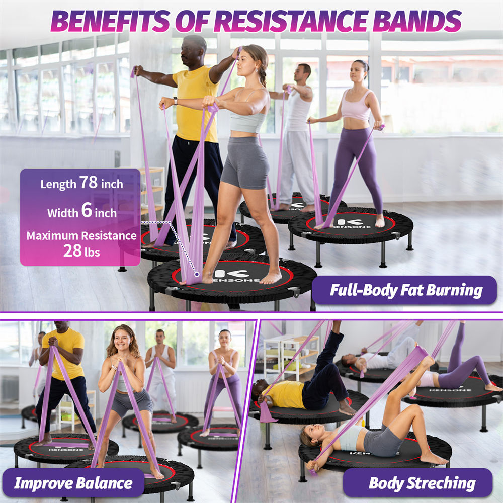 Inch Mini Trampoline with Resistance Bands - for Apartment Living & Small Spaces