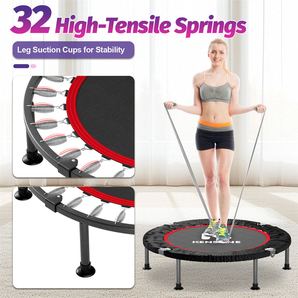 Mini Trampoline with Resistance Bands - Full-Body Workout Equipment for Home Gym