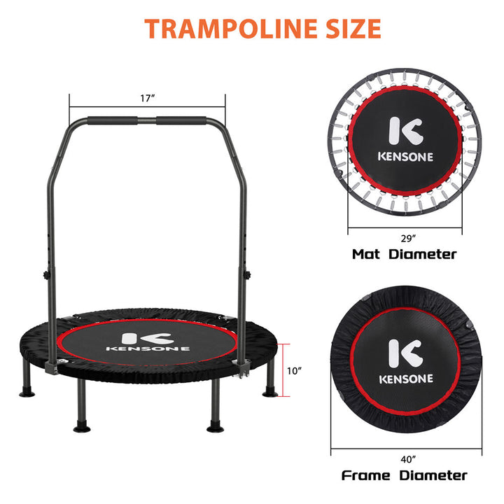 Comfortable bounce on U-Bar 40-inch fitness trampoline