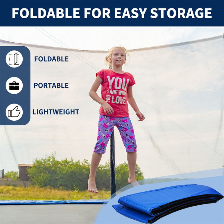 Protect and personalize your trampoline with this easy-to-install, waterproof, UV-resistant pad. Fits all standard 8-16FT trampolines, making it a universal addition to your outdoor play equipment. Designed with portability in mind, this pad is foldable and easy to clean, making it a convenient choice for any backyard.