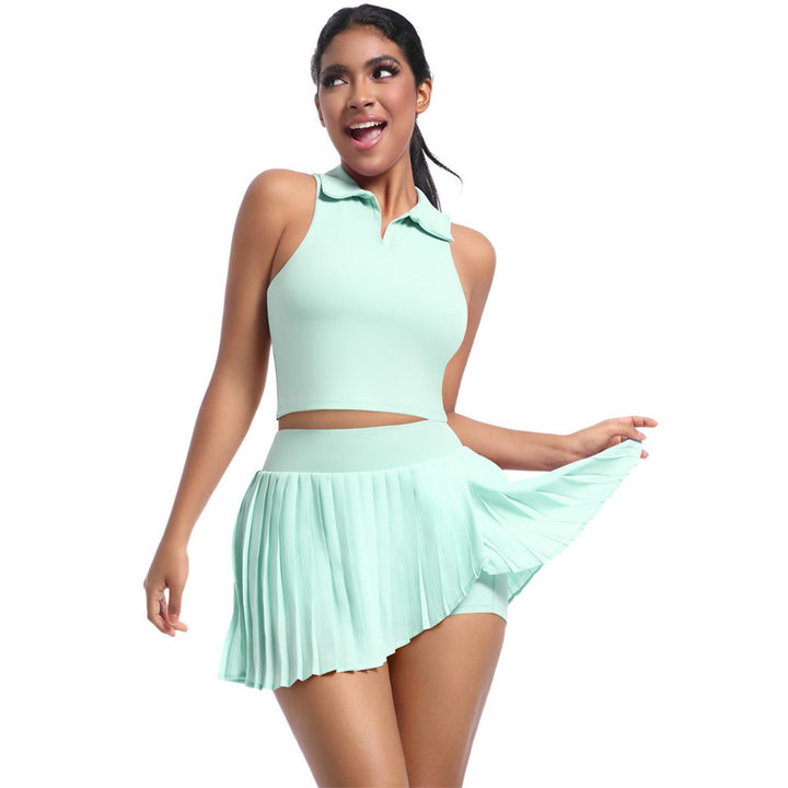 Daffodil Crop Tank & Pleats Mini Skirt