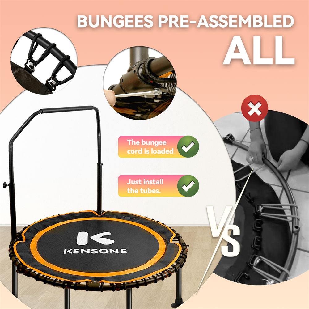 Fully assembled KA U-Bar Bungee Trampoline ready for use with all safety features in place