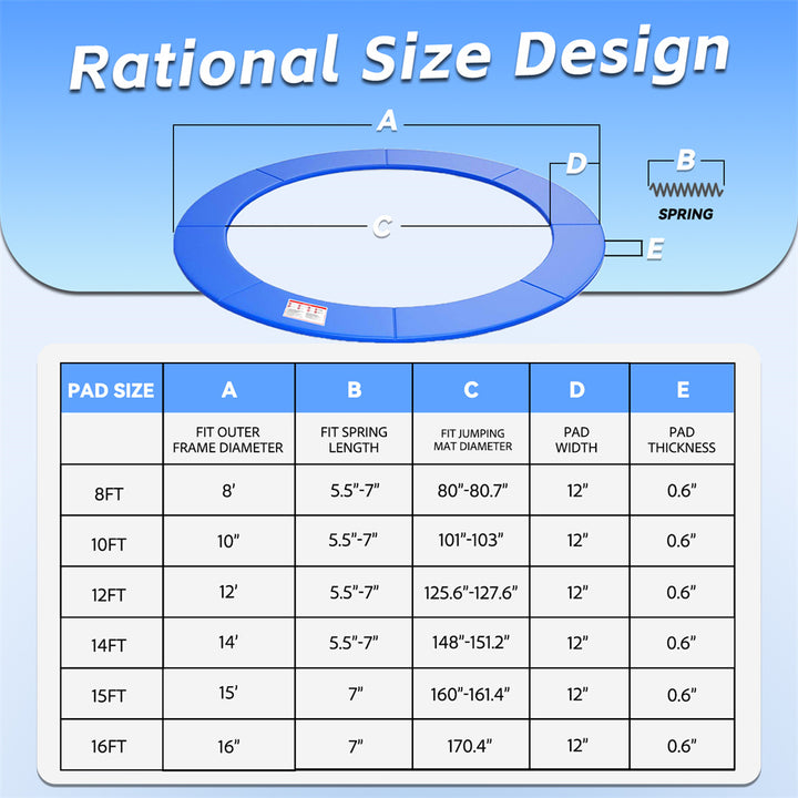 8-16FT Outdoor Trampoline Spring Cover