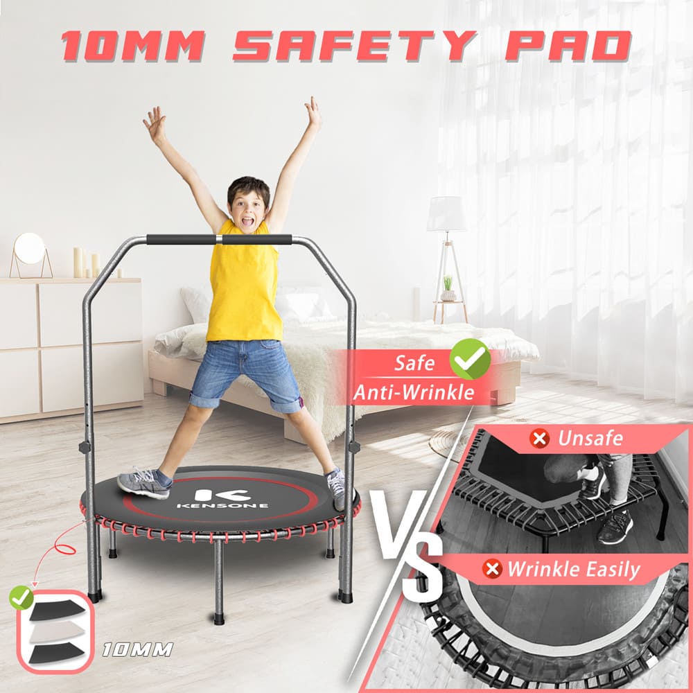 Kensone 40-inch bungee fitness rebounder with U-shaped handle bar adopt 10mm safety pad